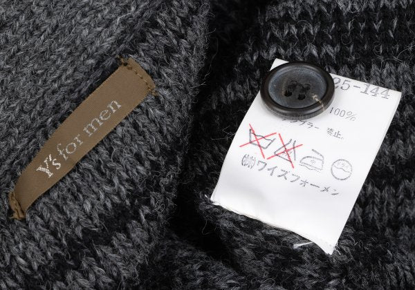 Y's for men Wool Melange Knit Cardigan Grey/Black Size L