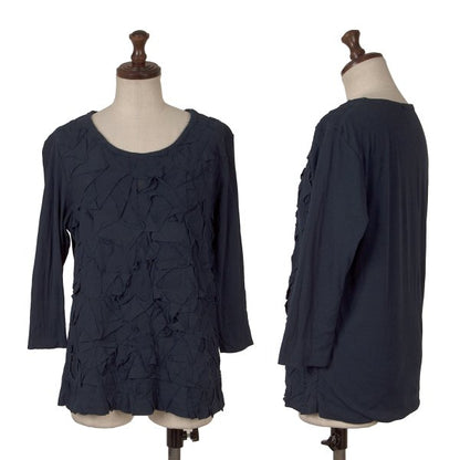 Plantation Front Patch 3/4 Sleeve Cotton Top Navy Size M