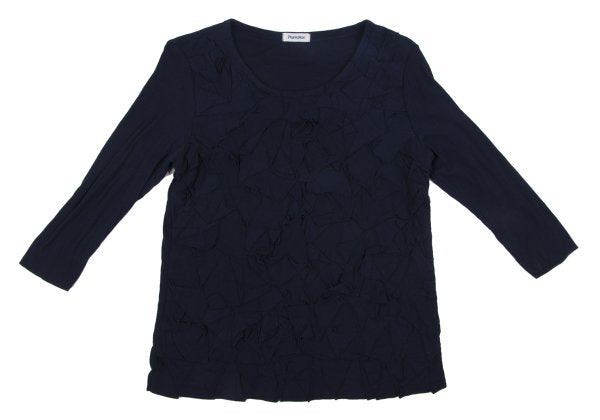 Plantation Front Patch 3/4 Sleeve Cotton Top Navy Size M