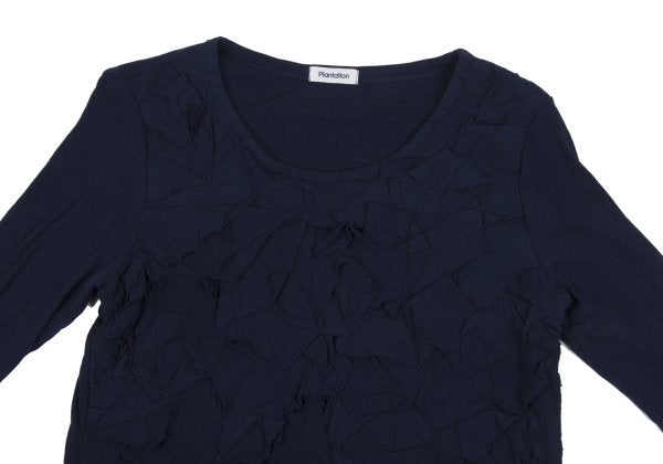 Plantation Front Patch 3/4 Sleeve Cotton Top Navy Size M