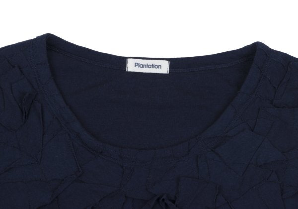 Plantation Front Patch 3/4 Sleeve Cotton Top Navy Size M
