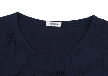 Plantation Front Patch 3/4 Sleeve Cotton Top Navy Size M