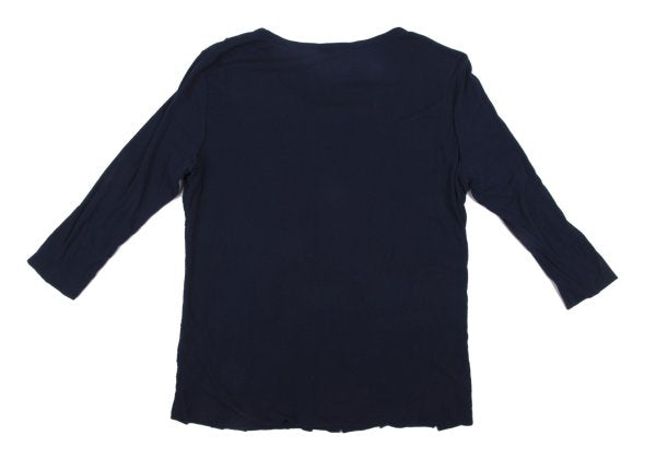 Plantation Front Patch 3/4 Sleeve Cotton Top Navy Size M