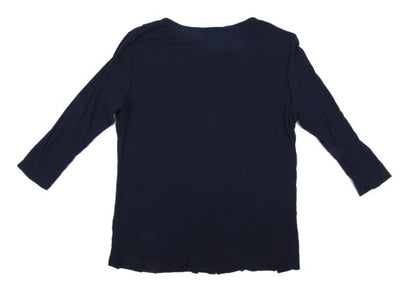 Plantation Front Patch 3/4 Sleeve Cotton Top Navy Size M