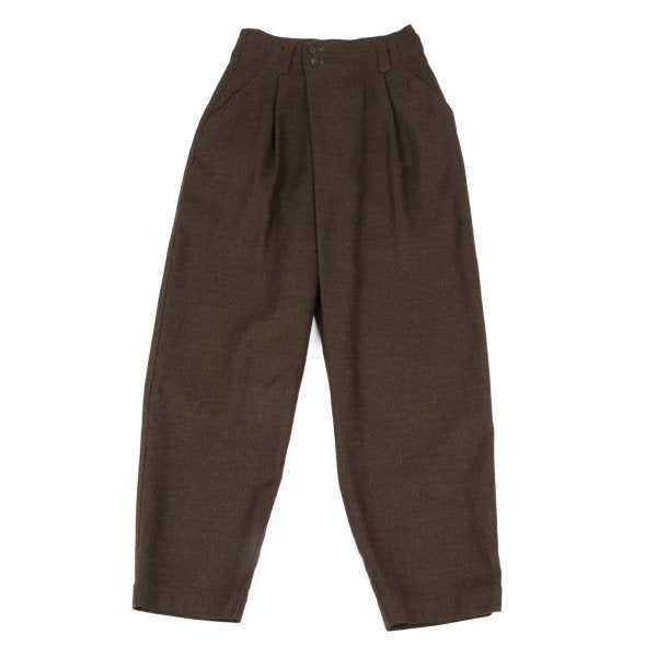 Plantation Wool Wrap Tuck Design Pants Brown Size M