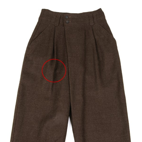 Plantation Wool Wrap Tuck Design Pants Brown Size M