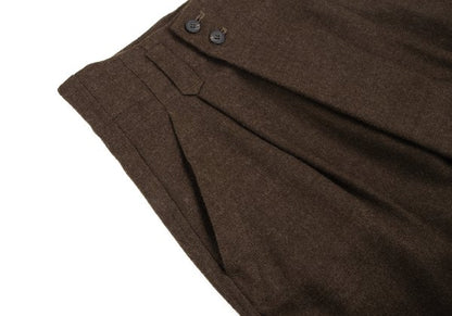 Plantation Wool Wrap Tuck Design Pants Brown Size M