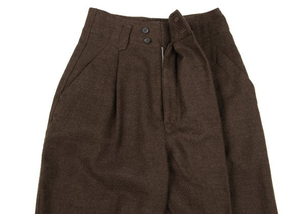 Plantation Wool Wrap Tuck Design Pants Brown Size M