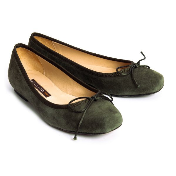 PELLICO Suede Ballet Flats Green Size 36 (23cm)