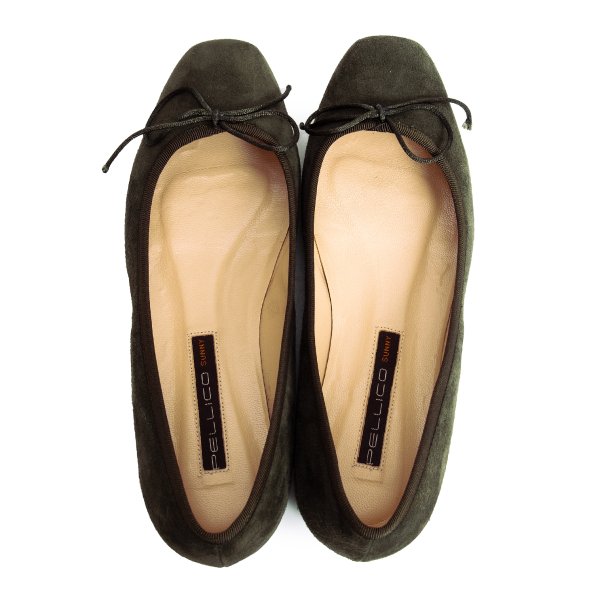 PELLICO Suede Ballet Flats Green Size 36 (23cm)