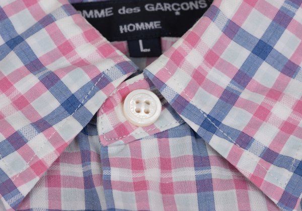 COMME des GARCONS HOMME Cotton Check Short Pink Multi Shirt Size L
