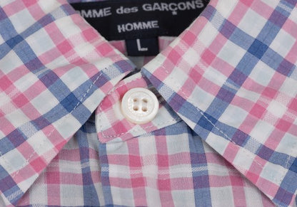 COMME des GARCONS HOMME Cotton Check Short Pink Multi Shirt Size L
