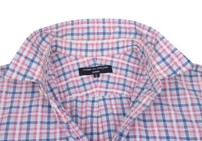 COMME des GARCONS HOMME Cotton Check Short Pink Multi Shirt Size L