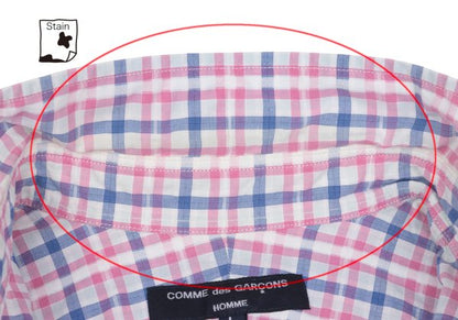 COMME des GARCONS HOMME Cotton Check Short Pink Multi Shirt Size L