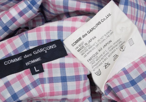 COMME des GARCONS HOMME Cotton Check Short Pink Multi Shirt Size L