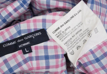 COMME des GARCONS HOMME Cotton Check Short Pink Multi Shirt Size L