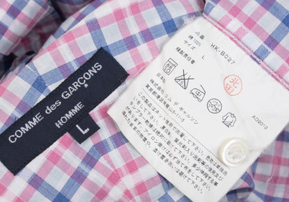COMME des GARCONS HOMME Cotton Check Short Pink Multi Shirt Size L