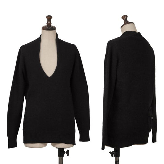 sunao kuwahara Floral Lined Wool V-Neck Sweater Black Size M
