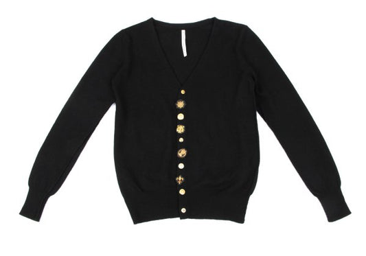 sunao kuwahara Emblem Design Wool Knit Cardigan Black Size M