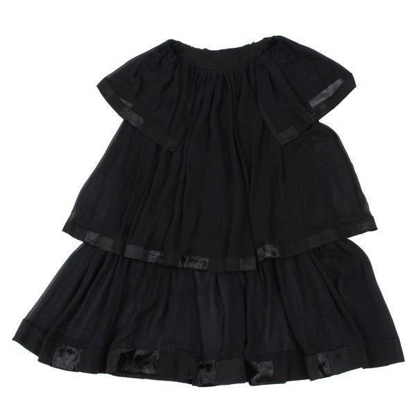 sunao kuwahara Velour Sheer Tiered Blouse Black Size M