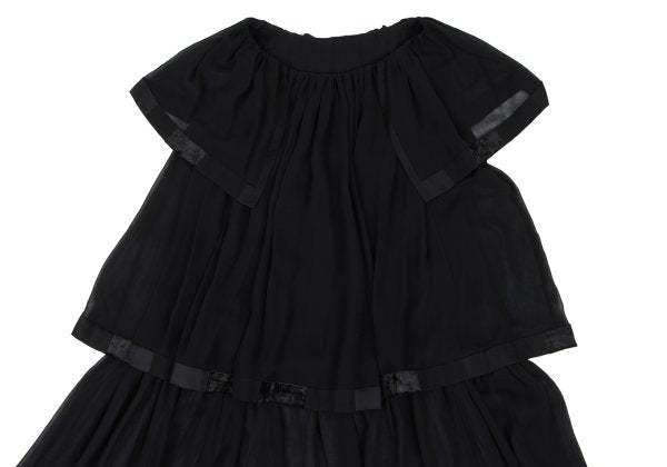 sunao kuwahara Velour Sheer Tiered Blouse Black Size M