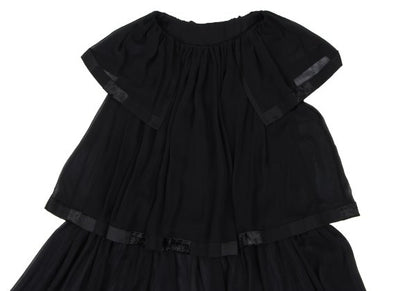 sunao kuwahara Velour Sheer Tiered Blouse Black Size M