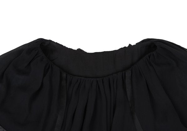 sunao kuwahara Velour Sheer Tiered Blouse Black Size M