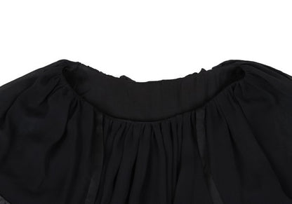 sunao kuwahara Velour Sheer Tiered Blouse Black Size M