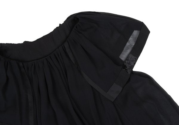 sunao kuwahara Velour Sheer Tiered Blouse Black Size M