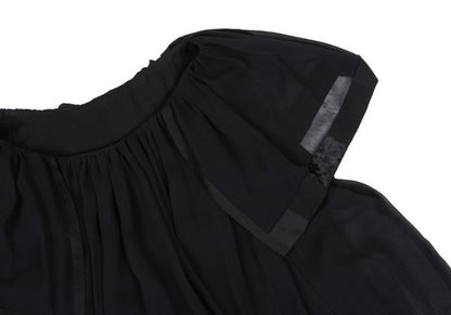 sunao kuwahara Velour Sheer Tiered Blouse Black Size M