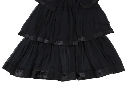 sunao kuwahara Velour Sheer Tiered Blouse Black Size M