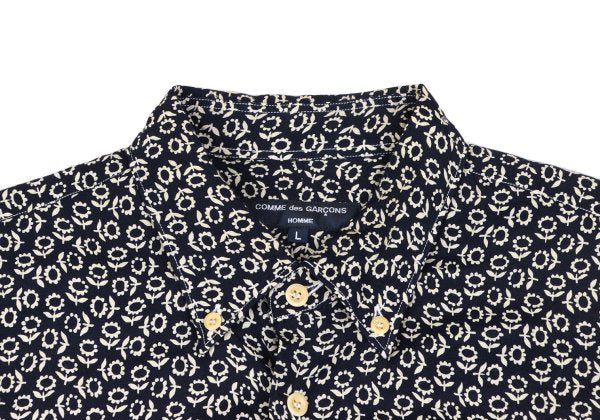 COMME des GARCONS HOMME Rayon Floral S/S Shirt Navy Size L