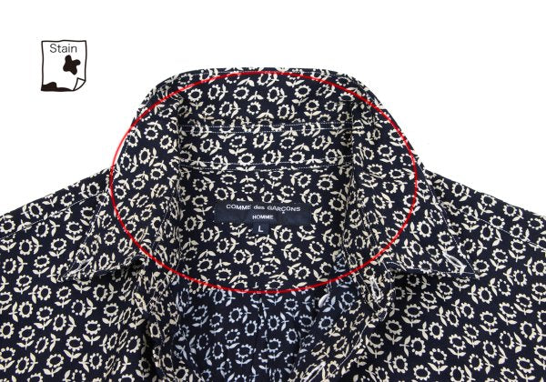 COMME des GARCONS HOMME Rayon Floral S/S Shirt Navy Size L
