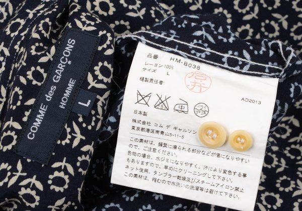 COMME des GARCONS HOMME Rayon Floral S/S Shirt Navy Size L