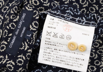 COMME des GARCONS HOMME Rayon Floral S/S Shirt Navy Size L