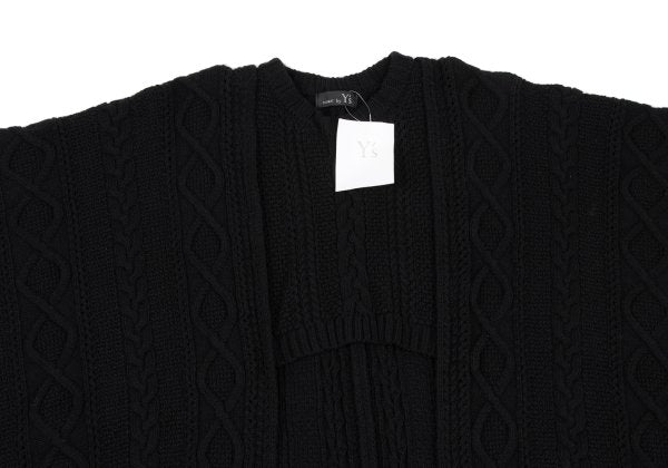 RISMAT by Y's 20AW Wool Cable Knit Poncho Black Size 2