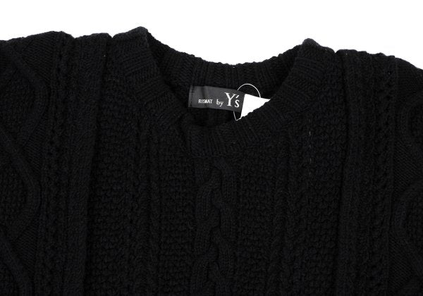 RISMAT by Y's 20AW Wool Cable Knit Poncho Black Size 2