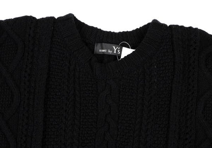 RISMAT by Y's 20AW Wool Cable Knit Poncho Black Size 2