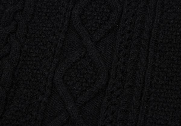 RISMAT by Y's 20AW Wool Cable Knit Poncho Black Size 2