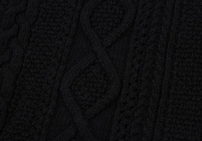 RISMAT by Y's 20AW Wool Cable Knit Poncho Black Size 2