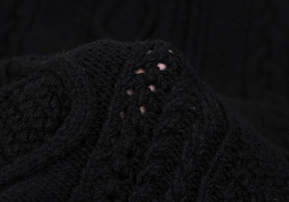 RISMAT by Y's 20AW Wool Cable Knit Poncho Black Size 2