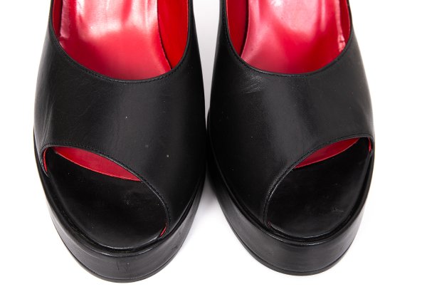 Jean Paul GAULTIER Black Open Toe Heel Pumps Size 24CM