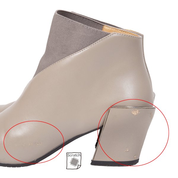 UN Wrap Bootie Mid x ISSEY MIYAKE Beige Leather Wrap Heel Boots Size 38 (24.5cm)