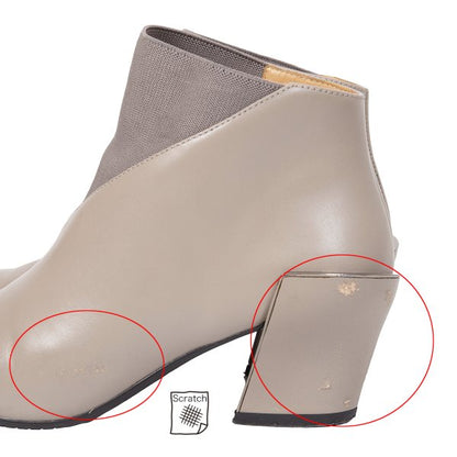 UN Wrap Bootie Mid x ISSEY MIYAKE Beige Leather Wrap Heel Boots Size 38 (24.5cm)