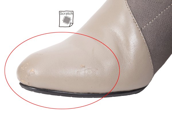 UN Wrap Bootie Mid x ISSEY MIYAKE Beige Leather Wrap Heel Boots Size 38 (24.5cm)