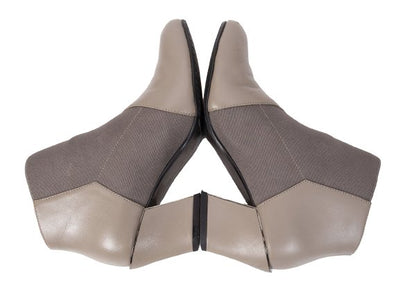 UN Wrap Bootie Mid x ISSEY MIYAKE Beige Leather Wrap Heel Boots Size 38 (24.5cm)