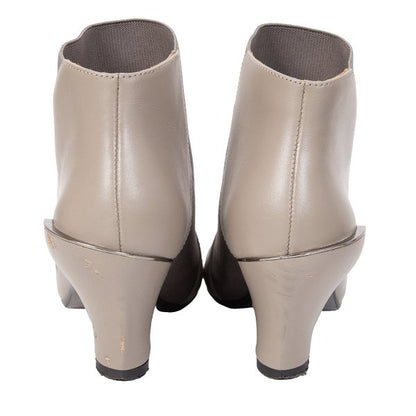 UN Wrap Bootie Mid x ISSEY MIYAKE Beige Leather Wrap Heel Boots Size 38 (24.5cm)
