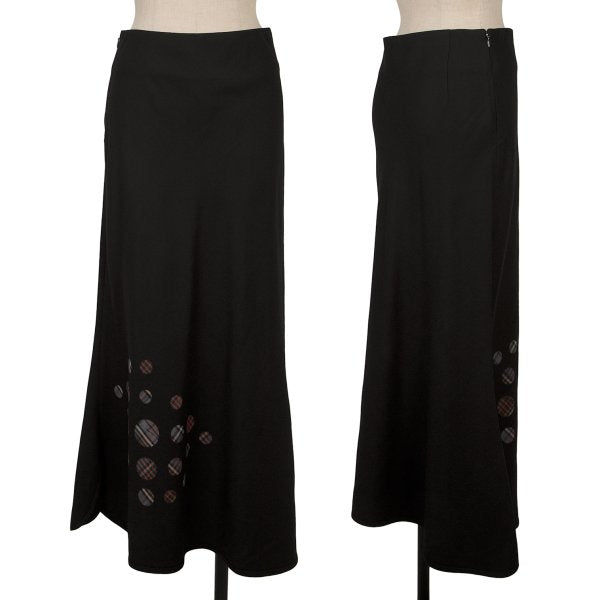Yohji Yamamoto NOIR Dot Check Wool Flare Skirt Black Size 1