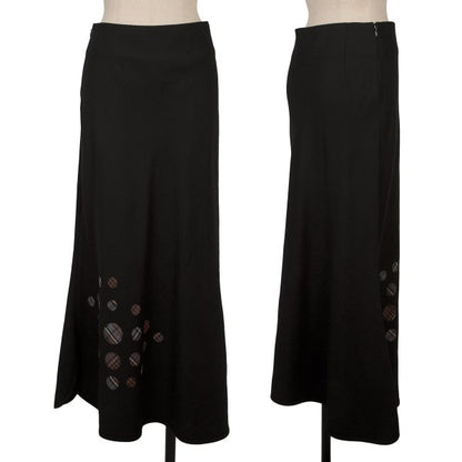 Yohji Yamamoto NOIR Dot Check Wool Flare Skirt Black Size 1