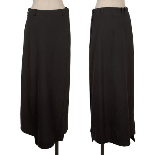 ALFASPIN Wool Tuck Design Zip Wrap Skirt Black Size M